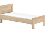 Einzelbett VIPACK "SAM auf Rollen, einfach bedienbar, bietet zusätzlich Stauraum", eiche dekor, B:94,6cm H:80cm, Betten, Innenmaß für Matratze B:190xH:12xT:90cm, Bodenplatte geschlossen