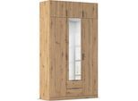 Kleiderschrank RAUCH "Drehtürenschrank Schrank Garderobe Ankleide Schlafzimmer LAGOA", braun (eiche artisan), B:136cm H:235cm T:54cm, Holzwerkstoff, Schränke, Kleiderschrank, geräumige Schubladen, 3 Breiten, optional mit Aufsatz MADE IN GERMANY