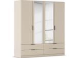 Kleiderschrank RAUCH "Drehtürenschrank Schrank Garderobe Ankleide Schlafzimmer LAGOA", beige (beige (champagner)), B:181cm H:197cm T:54cm, Holzwerkstoff, Schränke, Kleiderschrank, geräumige Schubladen, 3 Breiten, optional mit Aufsatz MADE IN GERMANY