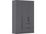 Kleiderschrank RAUCH "Drehtürenschrank Schrank Garderobe Wäscheschrank Schlafzimmer AVOLA", grau (graumetallic), B:136cm H:210cm T:54cm, Holzwerkstoff, Schränke, Kleiderschrank, mit hochwertigen Stangengriffen aus Metall in Schwarz MADE IN GERMANY