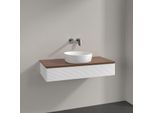 Villeroy und Boch Antao Waschtisch-Unterschrank K09112MT 100x19x50cm, Waschbeckenplattenfarbe warm walnut, white matt lacquer