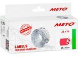 Preisetiketten METO®, für 2-zeilige Preisauszeichner, permanenthaftend, Wellenrand, B 26 x H 16 mm, FSC®-Papier, rot, 6 Rollen mit 1000 Stück