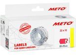 Preisetiketten METO®, für 1-zeilige Preisauszeichner, permanenthaftend, Wellenrand, B 22 x H 12 mm, FSC®-Papier, rot, 6 Rollen mit 1000 Stück