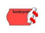 Preisetiketten METO®, für 1-zeilige Preisauszeichner, Aufdruck „Sonderpreis“, permanenthaftend, Wellenrand, FSC®-Papier, rot, 6 Rollen mit 1000 Stück