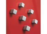 SIGEL Neodym-Magnete C5 Strong Cube-Design, für Glas-Magnettafeln und magnetische Whiteboards, hohe Haftkraft, Würfelform, silber, 6 Stück