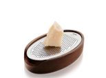 Gefu Käsereibe Parmezo, Silber, Walnuss, Holz, Metall, Akazie, 9x4x15 cm, Auffangbehälter, Kochen, Küchenhelfer, Küchenreiben