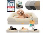 ELONEO Orthopädisches Hundebett, Creme - Größe S