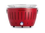 LotusGrill LG G28 U RD Tragbarer Mini-Holzkohlegrill für den Außenbereich Rotes Außengehäuse