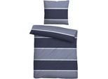 Bettwäsche BIBERNA "Jonas", blau (marine), B/L: 155cm x 220cm, 1 Stk., 1 Stk., Flanell, B/L: 80cm x 80cm, 2 Stk., Flanell, Obermaterial: 100% Baumwolle, Bettwäsche, Bettwäsche, kuschelig warm, weich, pflegeleicht, 100% Baumwolle, made in Germany