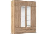 Kleiderschrank RAUCH "Drehtürenschrank Schrank Garderobe Ankleide Schlafzimmer LAGOA", braun (eiche sonoma), B:181cm H:235cm T:54cm, Holzwerkstoff, Schränke, Kleiderschrank, geräumige Schubladen, 3 Breiten, optional mit Aufsatz MADE IN GERMANY
