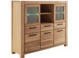 Highboard MCA LIVING "Silias Highboard", beige (naturfarben), B:172cm H:140cm T:45cm, Holzwerkstoff, Massivholz, Sideboards, Highboard, Schubkastenführung gedämpft