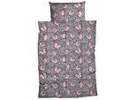 Bettwäsche CASATEX "Menga", schwarz (schwarz, pink), B/L: 135cm x 200cm, 1 Stk., 1 Stk., Satin, B/L: 80cm x 80cm, 2 Stk., Satin, Obermaterial: 100% Baumwolle, Bettwäsche, Bettwäsche, Schmetterlinge mit Leopardenprint