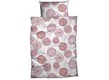 Bettwäsche CASATEX "Rozette", rosa (rose, violet), B/L: 155cm x 220cm, 1 Stk., 1 Stk., Satin, B/L: 80cm x 80cm, 2 Stk., Satin, Obermaterial: 100% Baumwolle, Bettwäsche, Bettwäsche, verschiedene Mandalas, modernes Design