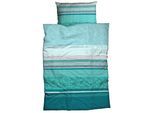 Bettwäsche CASATEX "Teri", blau (aquatic), B/L: 155cm x 220cm, 1 Stk., 1 Stk., Satin, B/L: 80cm x 80cm, 2 Stk., Satin, Obermaterial: 100% Baumwolle, Bettwäsche, Bettwäsche, zarte Blüten und Streifen, frische, elegante Farben