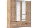 Kleiderschrank RAUCH "Drehtürenschrank Schrank Garderobe Ankleide Schlafzimmer LAGOA", braun (eiche sonoma), B:181cm H:197cm T:54cm, Holzwerkstoff, Schränke, Kleiderschrank, geräumige Schubladen, 3 Breiten, optional mit Aufsatz MADE IN GERMANY