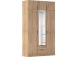 Kleiderschrank RAUCH "Drehtürenschrank Schrank Garderobe Ankleide Schlafzimmer LAGOA", braun (eiche sonoma), B:136cm H:235cm T:54cm, Holzwerkstoff, Schränke, Kleiderschrank, geräumige Schubladen, 3 Breiten, optional mit Aufsatz MADE IN GERMANY