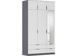 Kleiderschrank RAUCH "Drehtürenschrank Schrank Garderobe Ankleide Schlafzimmer LAGOA", graumetallic, alpinweiß, B:136cm H:235cm T:54cm, Holzwerkstoff, Schränke, Kleiderschrank, geräumige Schubladen, 3 Breiten, optional mit Aufsatz MADE IN GERMANY