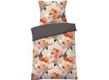 Wendebettwäsche DYCKHOFF "Bloomsbury", bunt, B/L: 155cm x 220cm, 1 Stk., 1 Stk., Satin, B/L: 80cm x 80cm, 2 Stk., Satin, Obermaterial: 100% Baumwolle, Bettwäsche, Wendebettwäsche