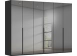 Drehtürenschrank RAUCH "Kleiderschrank Schrank Garderobe Wäscheschrank BESTSELLER MONTCLAR", schwarz (schwarz, grauspiegel, griffe schwarz), B:301cm H:223cm T:60cm, Holzwerkstoff, Schränke, Drehtürenschrank, Front in Glas/Hochglanz/Dekor/Grauspiegel in 5 Breiten MADE IN GERMANY