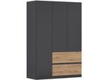 Drehtürenschrank RAUCH "Kleiderschrank Schrank Garderobe Wäscheschrank Schlafzimmer JOEL", schwarz (graumetallic, eiche artisan), B:136cm H:197cm T:54cm, Holzwerkstoff, Schränke, Drehtürenschrank, mit zwei Schubladen, mit Push-to-Open Funktion MADE IN GERMANY
