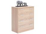 Xora Kommode , Sonoma Eiche , Kunststoff , 4 Schublade(n) Schubladen , 72x84x36 cm , Typenauswahl , Kleinmöbel, Kommoden, Kommoden