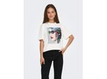 Kurzarmshirt ONLY "ONLSIFF S/S TOP BOX JRS", Damen, Gr. XS, cloud dancer print:siff sunglasses, Jersey, Obermaterial: 100% Baumwolle, bedruckt, regular fit, Rundhals, Shirts