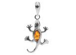 Kettenanhänger OSTSEE-SCHMUCK "- Salamander - Silber 925/000 - Bernstein" Gr. 29, silber (silber 925, silberfarben, weiß), Schmuckanhänger, Damen, Silber 925 (Sterlingsilber), Kettenanhänger
