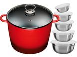 Suppentopf KING, rot, B:26cm H:18cm L:33cm Ø:24cm, Töpfe, Suppentopf, Kochtopf 7LØ24cm+Glasdeckel, Induktion, Keramikbeschichtung »Fusion«