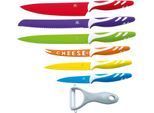 Messer-Set KING "FRUTI", bunt, Spezialklingenstahl, Stahl, Kochmesser-Sets, inklusive Schäler und mit speziellem Käsemesser