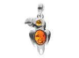 Kettenanhänger OSTSEE-SCHMUCK "- Papagei - Silber 925/000 - Bernstein" Gr. 30, silber (silber 925, silberfarben, weiß), Schmuckanhänger, Damen, Silber 925 (Sterlingsilber), Kettenanhänger