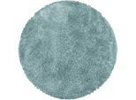 Hochflor-Teppich AYYILDIZ TEPPICHE "FLUFFY 3500", blau, H:50mm Ø:80cm, Polypropylen (PP), Teppiche, Langflor, Shaggy, uni, robust, auch rechteckig erhältlich, Wohnzimmer
