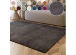 Hochflor-Teppich ESPRIT "Alice ESP-4377, Kunstfell", grau (anthrazit), B:80cm H:25mm L:150cm, Kunstfaser, Teppiche, Kaninchenfell-Haptik, besonders weich und dicht, für alle Räume