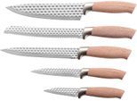 Messer-Set KING "NATURELLE", braun (holzfarben), Spezialklingenstahl, Stahl, Kochmesser-Sets, Messerklingen mit Wabenstruktur, Holz-Optik Griffe