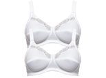 Bügelloser BH SUSA "2er Pack BH ohne Bügel Cotton", Damen, Gr. 90, Cup B, weiß (weiß weiß), Obermaterial: 100% Baumwolle CO., BHs