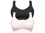 Bügelloser BH SUSA "2er Pack Entlastungs BH Cremona", Damen, Gr. 80, Cup B, bunt (nude schwarz), Obermaterial: 76% Polyamid PA. 24% Elasthan EL., BHs