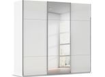 Schwebetürenschrank RAUCH "Kleiderschrank Schrank Garderobe Schlafzimmerschrank CONTIDO", weiß (alpinweiß, glas kristallweiß), B:242cm H:223cm T:68cm, Holzwerkstoff, Schränke, Schwebetürenschrank, aus hochwertigem Material in 6 Breiten 2 Griff-Farben MADE IN GERMANY