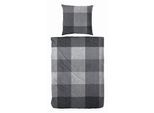 Bettwäsche PRIMERA "Halbleinen-Bettwäsche", grau, B/L: 200cm x 200cm, 1 Stk., 2 Stk., Flanell, B/L: 80cm x 80cm & 80cm x 80cm, 3 tlg., Flanell, Obermaterial: 100% Baumwolle, Bettwäsche, Bettwäsche, mit Karomuster