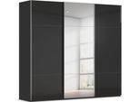Schwebetürenschrank RAUCH "Kleiderschrank Schrank Garderobe Schlafzimmerschrank CONTIDO", schwarz (schwarz, glas schwarz), B:242cm H:223cm T:68cm, Holzwerkstoff, Schränke, Schwebetürenschrank, aus hochwertigem Material in 6 Breiten 2 Griff-Farben MADE IN GERMANY