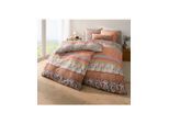 Bettwäsche WÄSCHEPUR Gr. 3, orange (terra, grau, bedruckt), B/L: 155cm x 220cm, Renforcé, B/L: 80cm x 80cm, 2 Stk., Renforcé, 100% Baumwolle, Bettwäsche, Bettwäsche