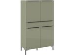 Highboard "Reno", olivgrün matt lack, glas olivgrün glanz, B:92cm H:154cm T:42cm, Glas, Holzwerkstoff, SET ONE BY MUSTERRING, Sideboards, Highboard, Mit Winkelfuß in diversen Farben, 154 cm Höhe & Farbauswahl
