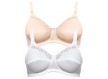 Bügelloser BH SUSA "2er Pack BH ohne Bügel Cotton", Damen, Gr. 100, Cup A, bunt (beige weiß), Obermaterial: 100% Baumwolle CO., BHs