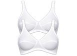 Bügelloser BH SUSA "2er Pack BH ohne Bügel Cotton", Damen, Gr. 70, Cup B, weiß, Stoff, Obermaterial: 100% Baumwolle CO., BHs