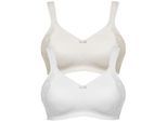 Minimizer-BH SUSA "2er Pack Minimizer BH ohne Bügel London", Damen, Gr. 80, Cup F, bunt (champagner weiß), Stoff, Obermaterial: 76% Polyamid PA. 24% Elasthan EL., BHs Minimizer-BH