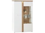 Vitrine, Weiß, Eiche, Metall, Kunststoff, Glas, Holzwerkstoff, 6 Fächer, 98.5x164x43.2 cm, Made in EU, Beimöbel erhältlich, stehend, Beleuchtung, Wohnzimmer, Wohnwände, Vitrinenschränke