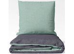 Wendebettwäsche SETEX "Feinbiber", salbei, dunkelgrau, B/L: 200cm x 200cm, 1 Stk., 2 Stk., Biber, B/L: 80cm x 80cm & 80cm x 80cm, 3 Stk., Biber, Obermaterial: 85% Baumwolle, 15% Polyester, Bettwäsche, Wendebettwäsche, mit Wendefunktion