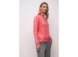 Strickpullover STREET ONE, Damen, Gr. 42, striking coral meliert, Stoff, 33% Polyester, 31% Polyacryl, 24% Baumwolle, 12% Polyamid, unifarben, normal normal, hoch geschlossener Ausschnitt, Rippbündchen, Pullover Strickpullover, Grobstrick