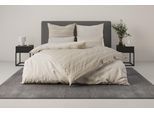 Bettwäsche OTTO HOME "Katja", taupe, B/L: 155cm x 220cm, 1 Stk., 1 Stk., Linon, B/L: 80cm x 80cm, 2 Stk., Linon, Obermaterial: 100% Baumwolle, Bettwäsche, Bettwäsche, Bettwäsche aus Baumwolle, Bettwäsche mit Streifen-Design, Wendeoptik