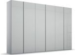 Drehtürenschrank RAUCH "Kleiderschrank Schrank Garderobe Wäscheschrank SKAT MERIDIAN Glasfront", grau (seidengrau, glas seidengrau), B:301cm H:223cm T:63cm, Holzwerkstoff, Schränke, Drehtürenschrank, mit Schubladeneinsatz, Wäscheeinteilung, Innenspiegel MADE IN GERMANY
