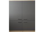 Mehrzweckschrank-Set RESPEKTA "Merle", grau, B:120cm H:144,9cm T:60cm, Kastenmöbel-Sets, Mehrzweckschrank-Set, Breite 120 cm, mit Soft-Close, Metallstangengriffe, Höhe 144,9 cm