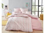 Wendebettwäsche OTTO HOME "Greta", rosa, B/L: 155cm x 220cm, 1 Stk., 1 Stk., Renforcé, B/L: 80cm x 80cm, 2, Renforcé, Obermaterial: 100% Baumwolle, Bettwäsche, Wendebettwäsche, Bettwäsche mit Streifen in verschiedenen Qualitäten, ab 135x200 cm
